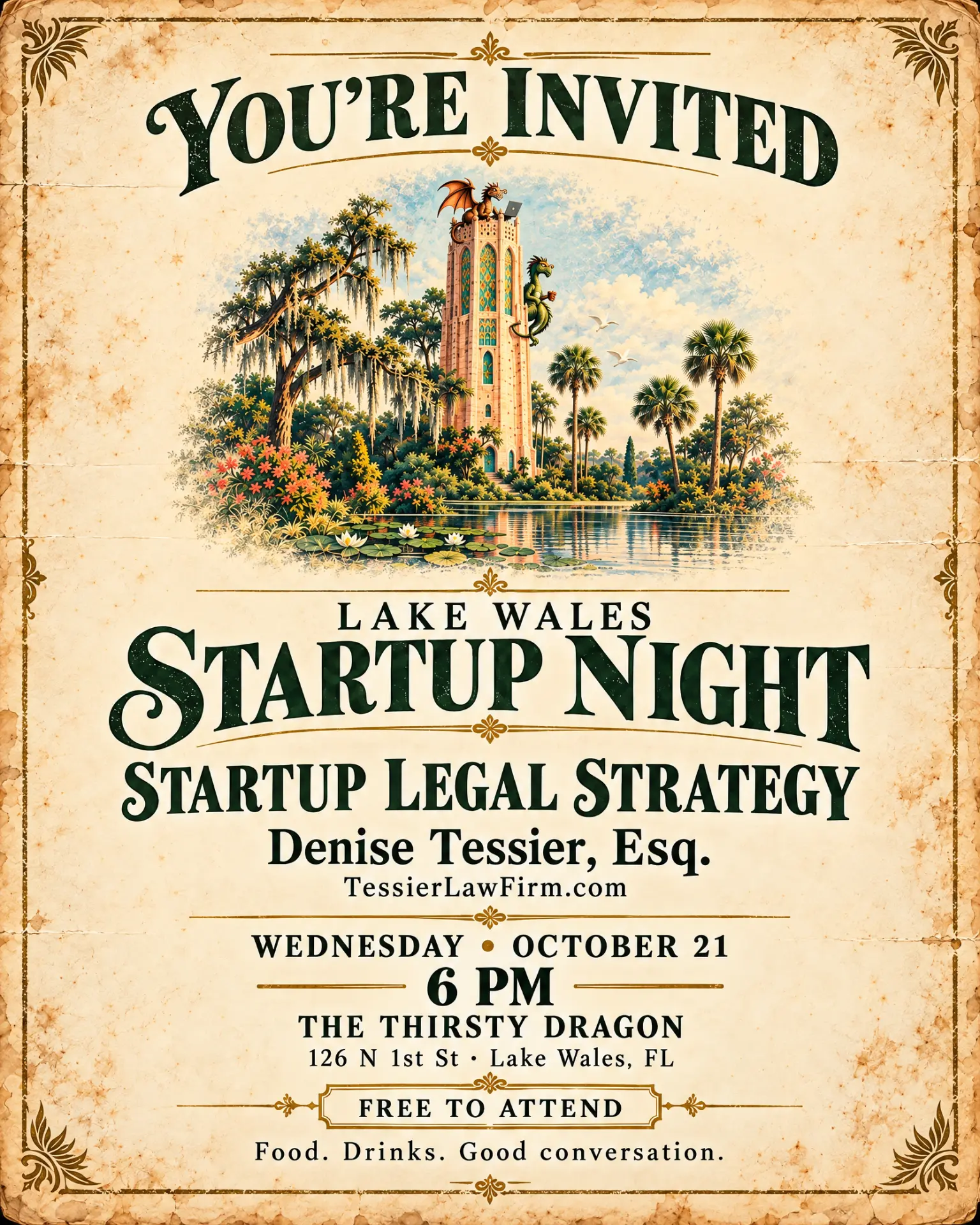 Lake Wales Startup Night: Startup Legal Strategy poster